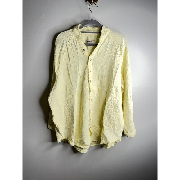 FREE PEOPLE We the Free Summer Daydream Button Down Shirt Yellow Size M NWT - Picture 2 of 5